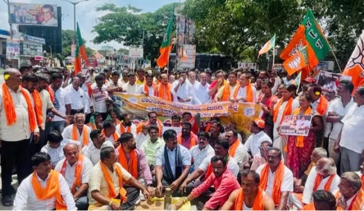कावेरी जल विवाद : कर्नाटक में भाजपा का विरोध प्रदर्शन