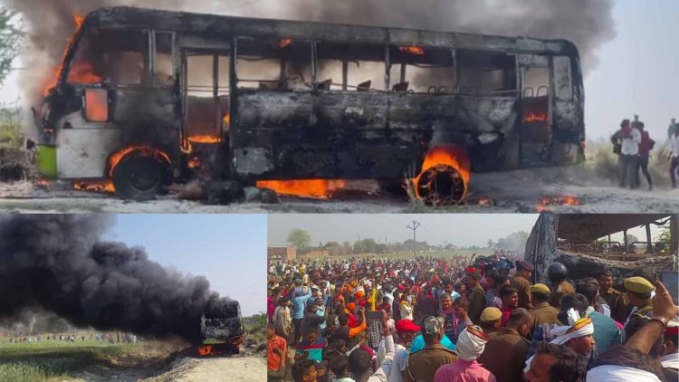 गाजीपुर में बस में आग लगने से पांच की मौत, दस घायल, तीन इंजीनियर निलंबित