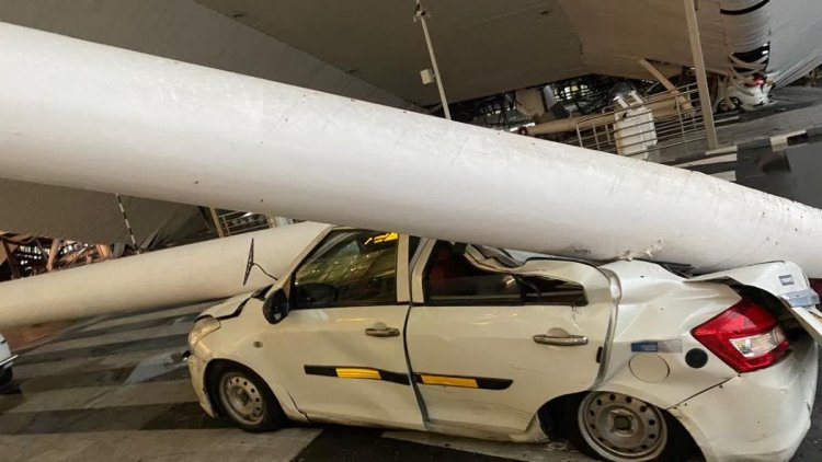 आईजीआई हवाई अड्डा के टर्मिनल 1 की छत गिरने से छह लोग घायल
